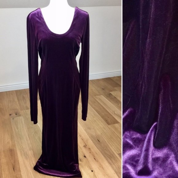 purple velvet maxi dress